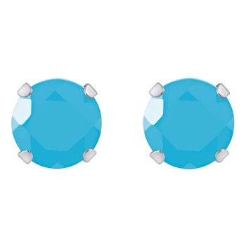 5mm Round Turquoise Rhodium Over 10k White Gold Stud Earrings