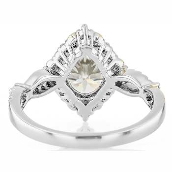 Oval Moissanite Two-Tone Ring In Platinum-Enhanced Sterling Silver With
14k Gold Accents
