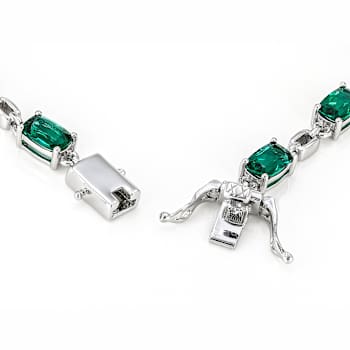 Lab-Created Emerald Station Bracelet In Sterling Silver 5.85ctw