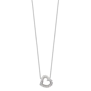 Rhodium Over 14K White Gold Lab Grown Diamond VS/SI GH, Heart Pendant Necklace