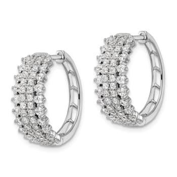 Rhodium Over 14K White Gold Lab Grown Diamond SI1/SI2, G H I, Hinged
Hoop Earrings