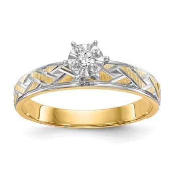 14K Yellow Gold AA Quality Engagement Ring 0.05ctw