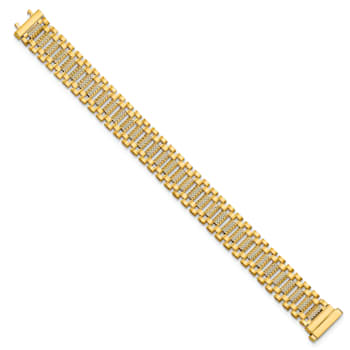 14K Yellow Gold Polished and Diamond-cut Fancy Link Bracelet