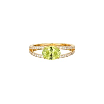 Green And White Cubic Zirconia 18K Gold Over Sterling Silver Ring 2.41ctw