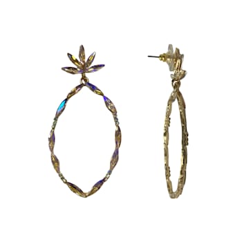 Gold Tone Champagne AB Crystal Earring