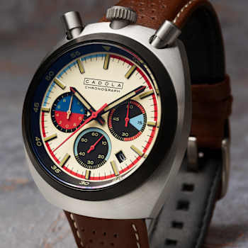 Cadola Testa Di Toro Cream Dial Black Bezel Brown Stainless Steel Band
Chronograph Watch