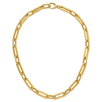 14K Yellow Gold Oval Link Y-drop 18-inch Adjustable Necklace
