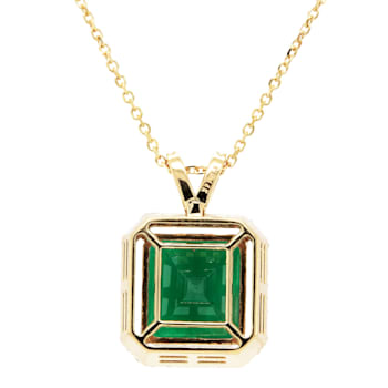 8.17 Ctw Emerald and 0.36 Ctw White Diamond Pendant in 14K YG