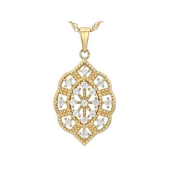 Vintage-Style Moissanite Pendant Necklace In 14K Gold Over Sterling Silver