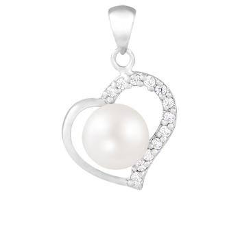 7-7.5mm Button White Cultured Freshwater Pearl and CZ Rhodium Over
Sterling Silver Pendant