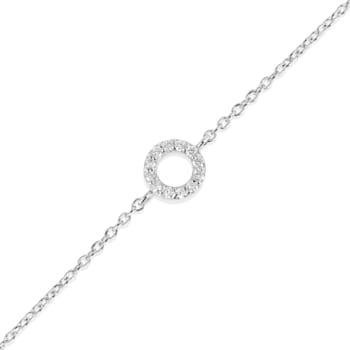 Lab Grown Diamond Rhodium Over Sterling Silver Circle Karma and Luck
Bracelet Bracelet VS-GH