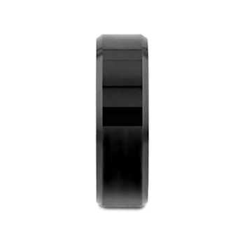 INFINITY Black Tungsten Ring with Beveled Edges 7mm