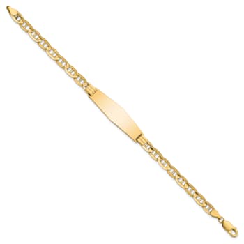 14k Yellow Gold Mariner Link Soft Diamond Shape ID Bracelet