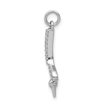 Rhodium Over 14k White Gold Textured Diamond Golf Club and Ball Pendant