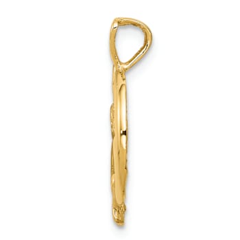 14k Yellow Gold Angel, Moon and Star Pendant