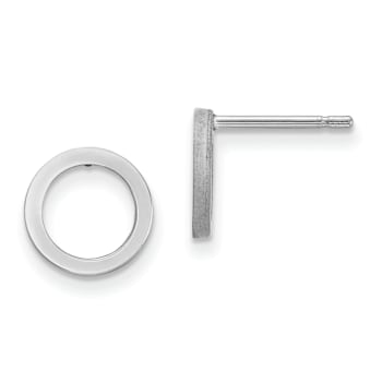 Rhodium Over 14k White Gold 9mm Open Circle Earrings