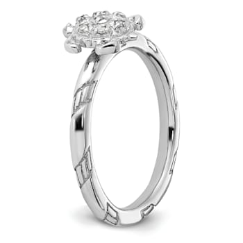 Sterling Silver Stackable Expressions Diamond Turtle Ring 0.035ctw