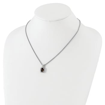 Sterling Silver with 14K Accent Antiqued Smoky Quartz Necklace
