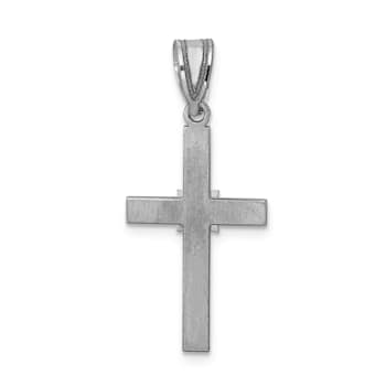Rhodium Over 14K White Gold 0.01ct Diamond Cross Pendant