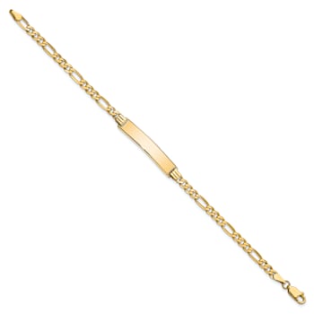14k Yellow Gold Flat Figaro Link ID Bracelet