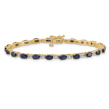 14k Yellow Gold and 14k White Gold Diamond and Sapphire Bracelet
