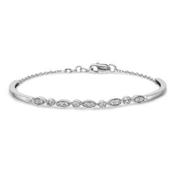 Rhodium Over 14K White Gold Lab Grown Diamond VS/SI GH, Bangle Bracelet 0.48ctw