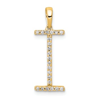 14K Yellow Gold Diamond Letter I Initial Pendant