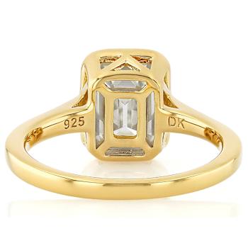 Timeless Emerald-Cut Moissanite Solitaire Ring In 14K Gold Over Sterling Silver
