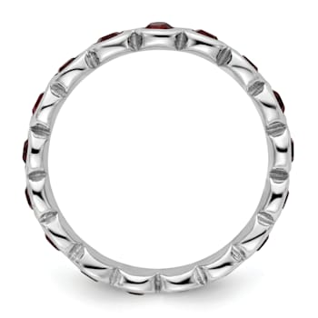Sterling Silver Stackable Expressions Red Crystal Ring