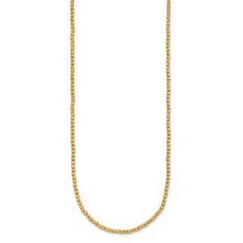 14K Yellow Gold Polished and Diamond-cut Beaded 18-inch Necklace