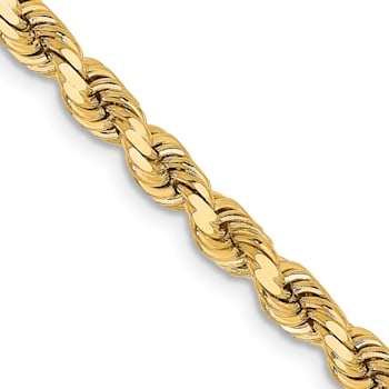 14k Yellow Gold 3.75mm Solid Diamond-Cut Rope 22 Inch Chain