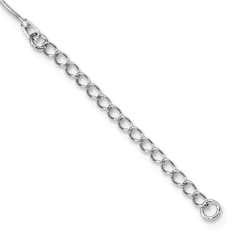 Rhodium Over Sterling Silver Cubic Zirconia Polished Skull Necklace