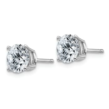 Rhodium Over 14K White Gold 1.75ct. 6.0mm Round J-K Color Moissanite Earrings