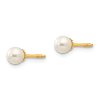 14K Yellow Gold Reversible 3.75-4mm Freshwater Cultured Pearl and Gold
Bead Earrings