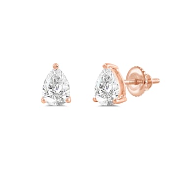 White Cubic Zirconia 14k Rose Gold Studs With Velvet Gift Box 2.00ctw