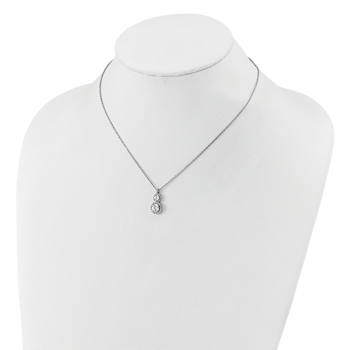 Rhodium Over Sterling Silver Double Round Cubic Zirconia Halo With 2
Inch Extension Necklace