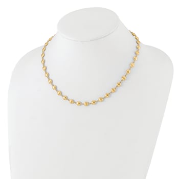 14K Yellow Gold Polished and Satin Puffed Circles Necklace