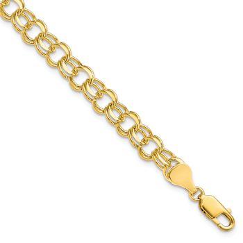 10k Yellow Gold 6mm Double Link Charm Bracelet
