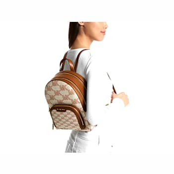 Michael Kors Jaycee Medium Jacquard Backpack in Luggage Logo