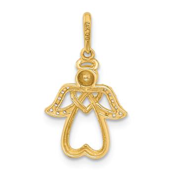 14K Yellow Gold Polished Cubic Zirconia Angel Pendant