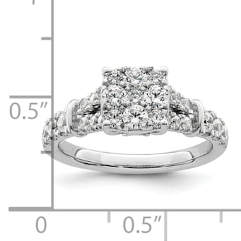 Rhodium Over 14K White Gold Lab Grown Diamond VS/SI GH, Cluster Ring 0.988ctw