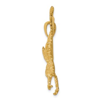 14k Yellow Gold Textured Eagle Landing Pendant