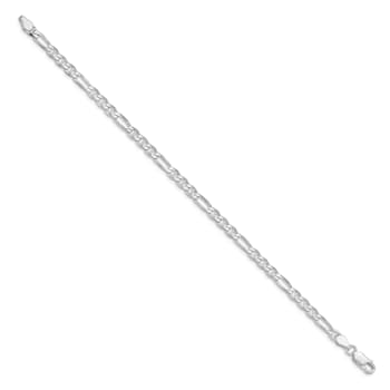 Rhodium Over Sterling Silver 3.75mm Figaro Anchor Chain Bracelet