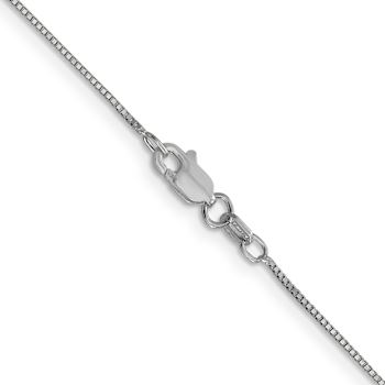 Rhodium Over 14k White Gold 0.7mm Solid Box 28 Inch Chain