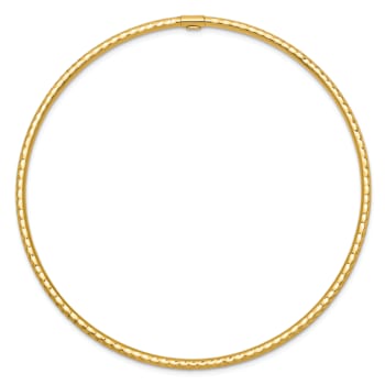 10k Yellow Gold 2mm Diamond-Cut Tube Slip-on Bangle