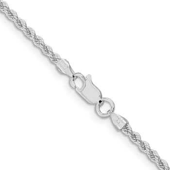 Rhodium Over Sterling Silver 2.3mm Solid Rope Chain
