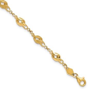 10k Yellow Gold Polished and Laser Design Spiral Link Bracelet
