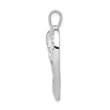 Rhodium Over 14k White Gold Diamond Entwined Heart Pendant