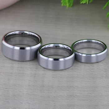 SHEFFIELD Flat Beveled Edges Tungsten Ring with Brushed Center 8mm