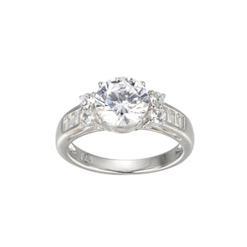 White Cubic Zirconia Rhodium Over Sterling Silver 3 Pieces Bridal Set
Rings 4.28ctw
